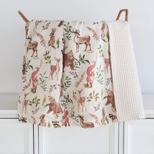 Forest Friends Muslin/Waffle Blanket